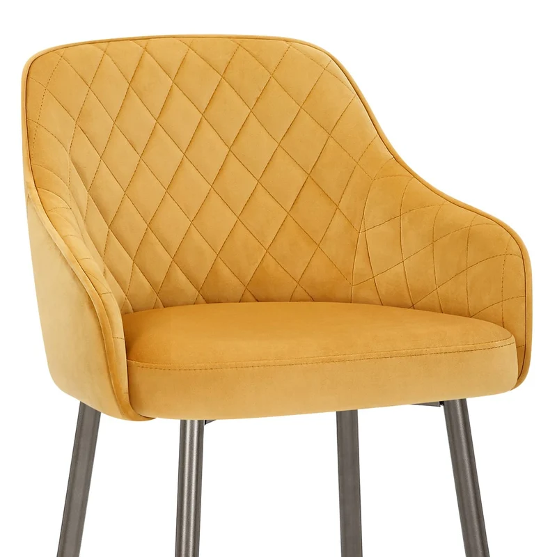 Tabouret de Bar Velours - Sydney Jaune