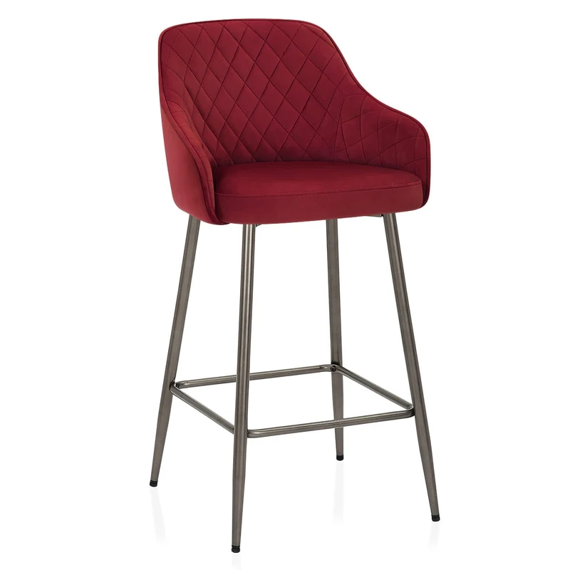 Tabouret de Bar Velours - Sydney Rouge