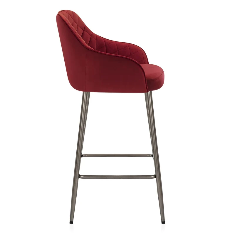 Tabouret de Bar Velours - Sydney Rouge