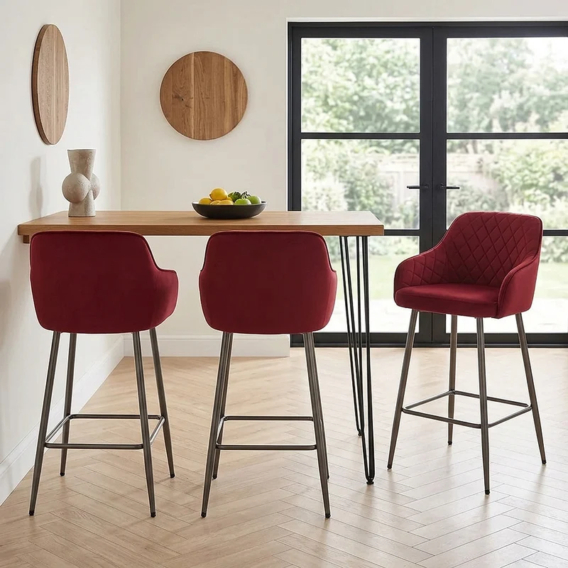 Tabouret de Bar Velours - Sydney Rouge