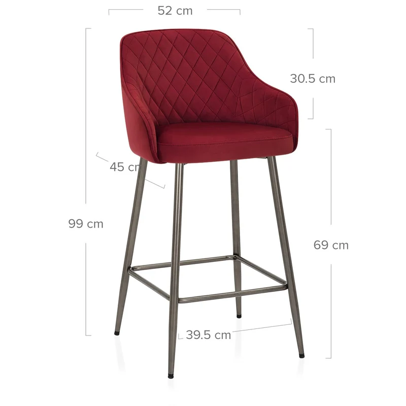 Tabouret de Bar Velours - Sydney Rouge