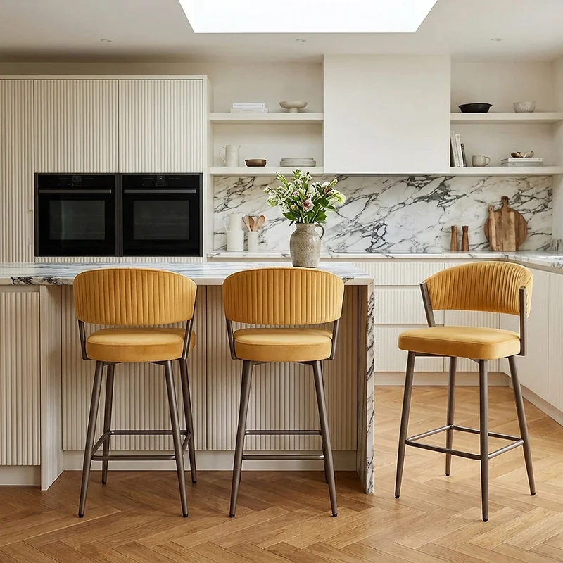 Tabouret velours - Lusso Jaune
