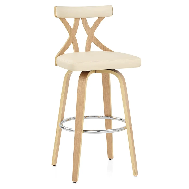 Tabouret de Bar Faux Cuir - Nash Crème