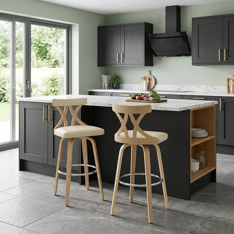 Tabouret de Bar Faux Cuir - Nash Crème