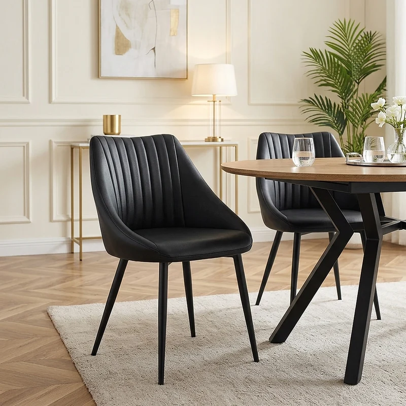 Chaise Cuir Véritable - Strata Noir
