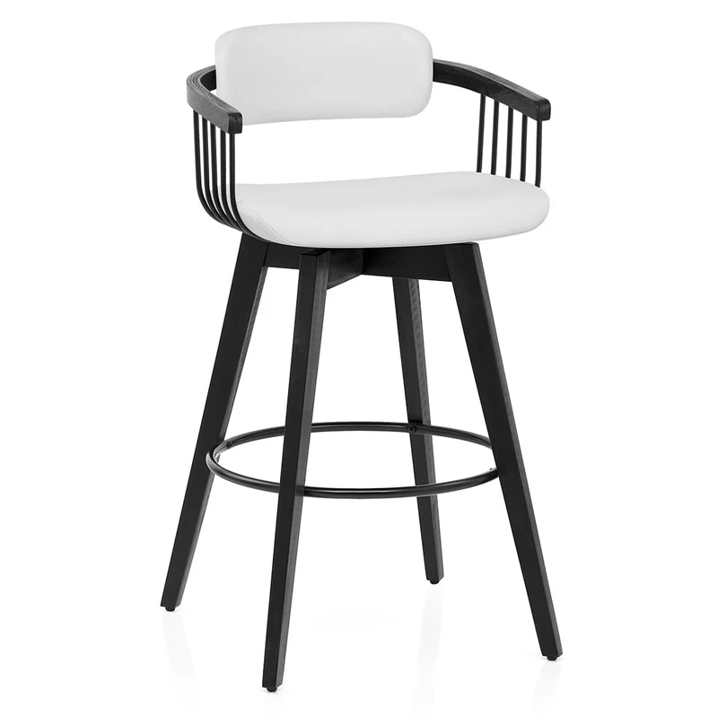Tabouret Cuir Véritable - Electra Blanc