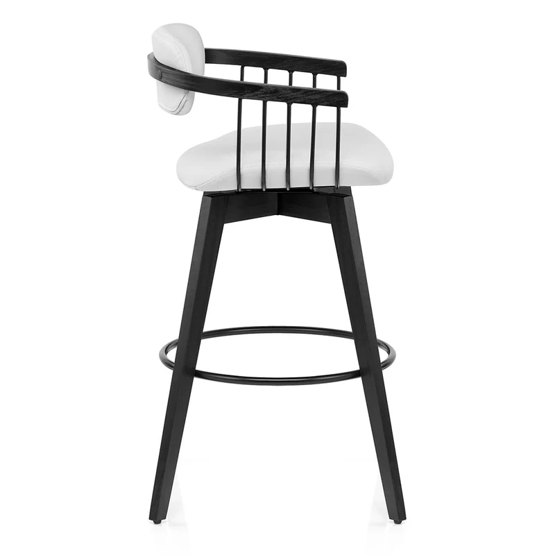 Tabouret Cuir Véritable - Electra Blanc