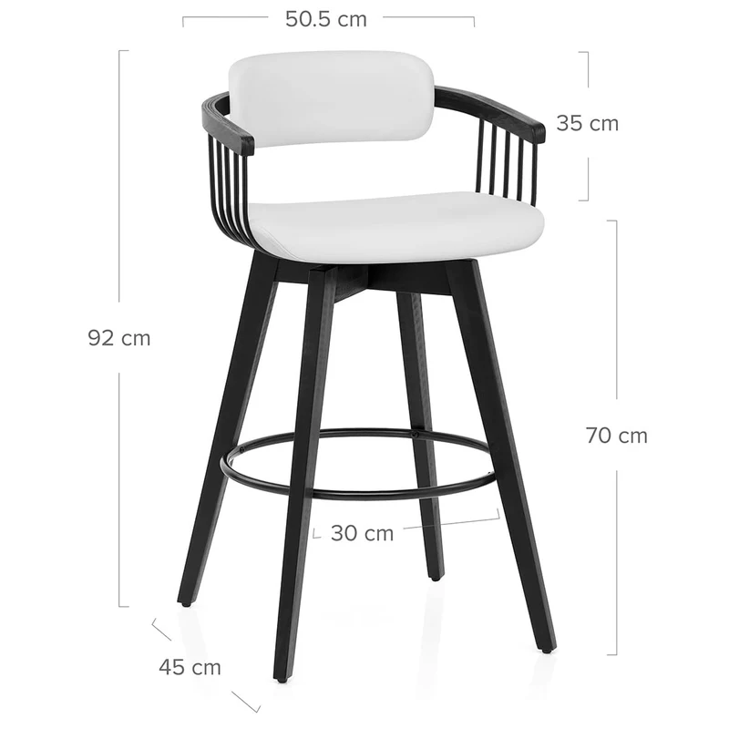 Tabouret Cuir Véritable - Electra Blanc