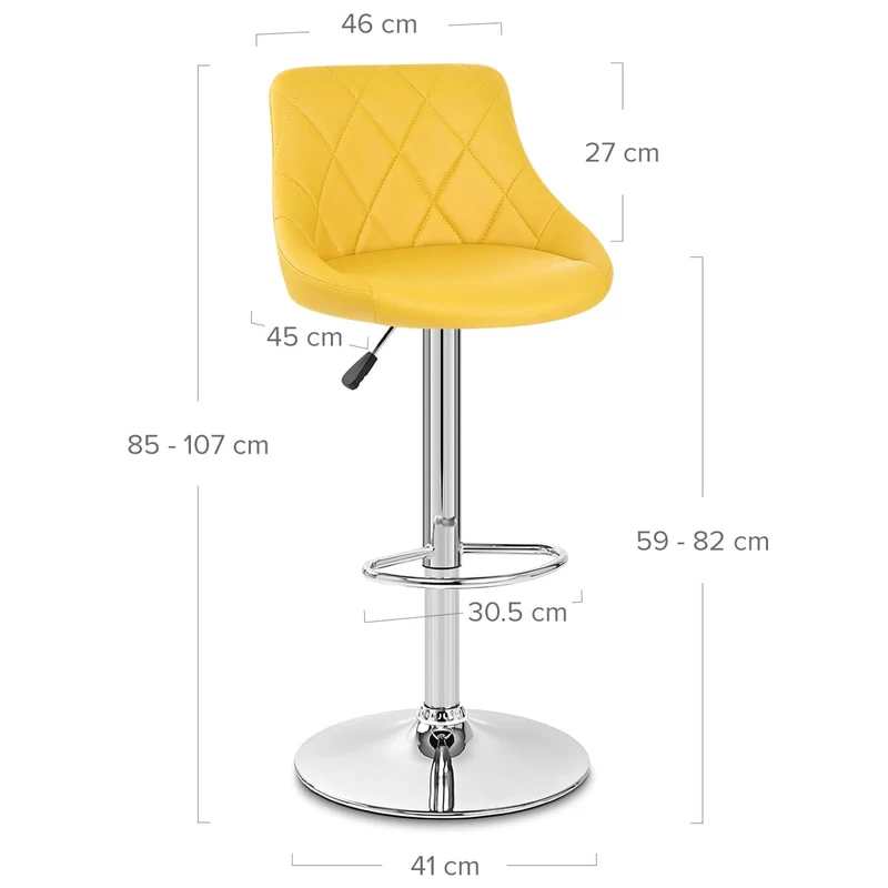 Chaise de Bar Faux Cuir - Stitch Jaune