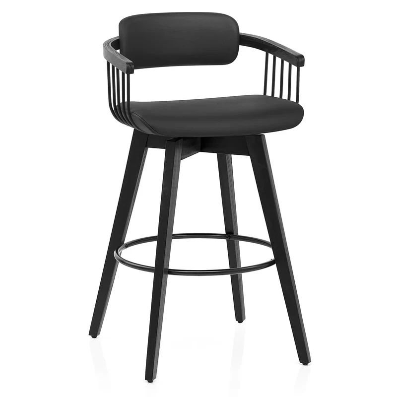 Tabouret Cuir Véritable - Electra Noir