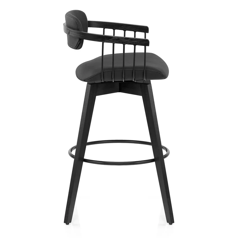 Tabouret Cuir Véritable - Electra Noir