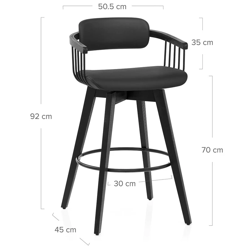 Tabouret Cuir Véritable - Electra Noir