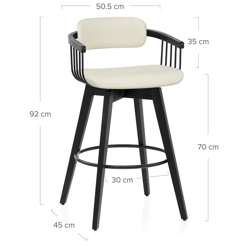 Tabouret Cuir Véritable - Electra Crème