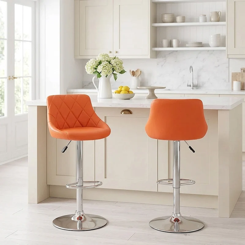 Chaise de Bar Faux Cuir - Stitch Orange