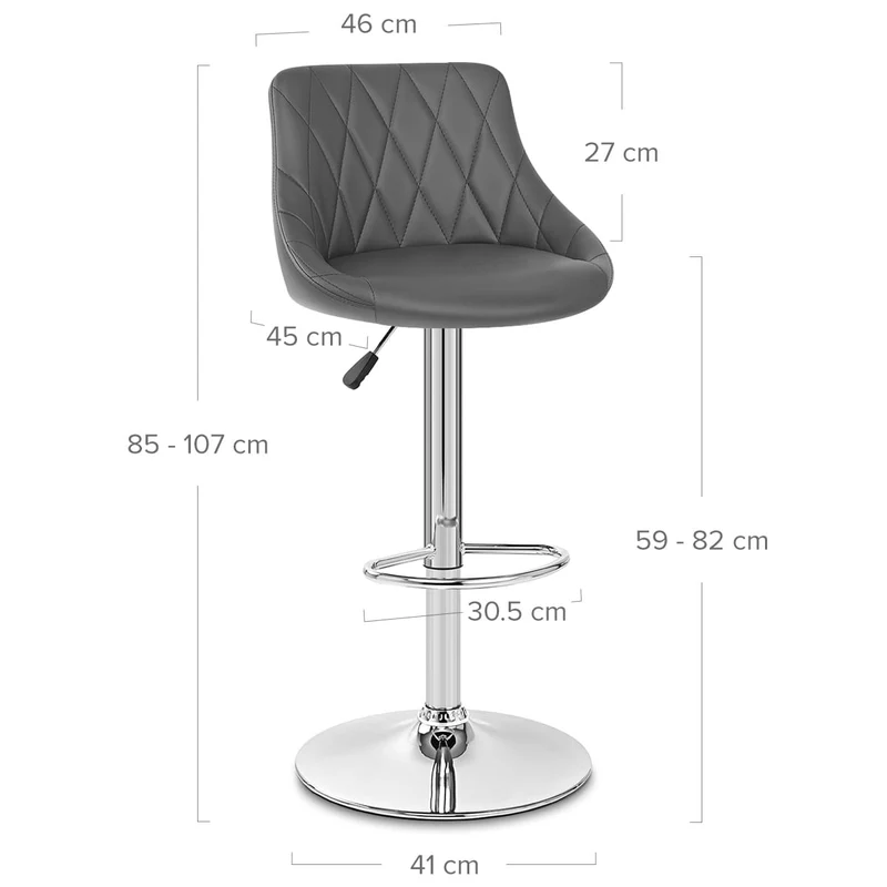 Chaise de Bar Faux Cuir - Stitch Gris