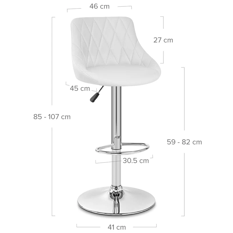 Chaise de Bar Faux Cuir - Stitch Blanc