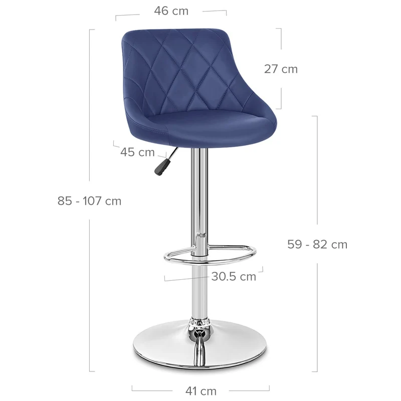 Chaise de Bar Faux Cuir - Stitch Bleu