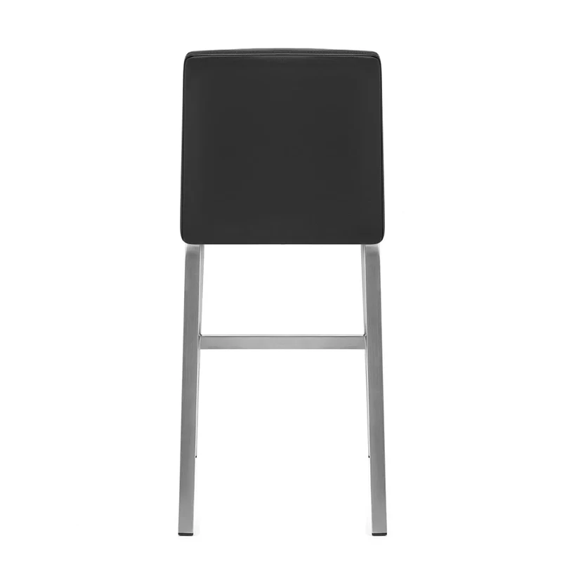 Tabouret Faux Cuir Chrome Brossé - Stella Noir