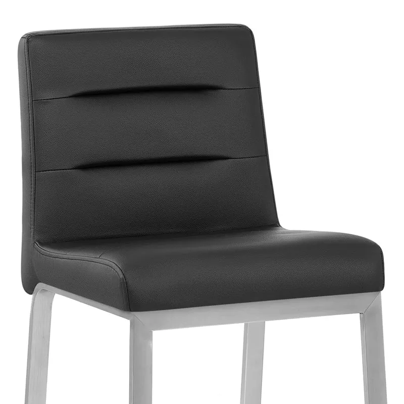 Tabouret Faux Cuir Chrome Brossé - Stella Noir