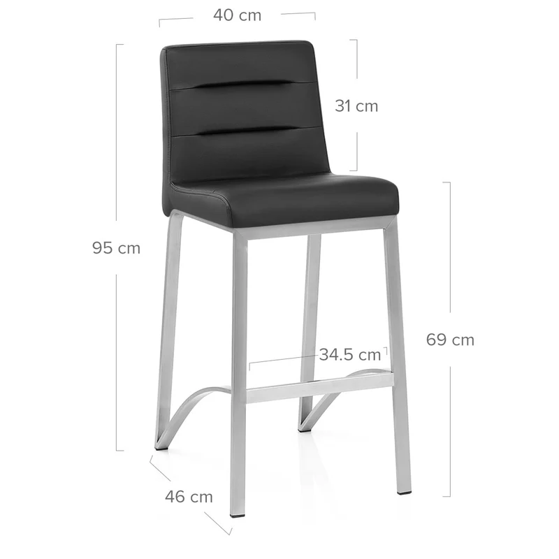 Tabouret Faux Cuir Chrome Brossé - Stella Noir