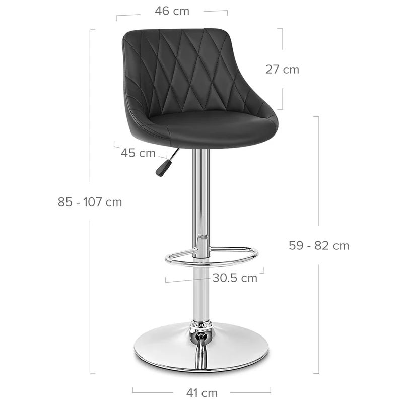 Chaise de Bar Faux Cuir - Stitch Noir