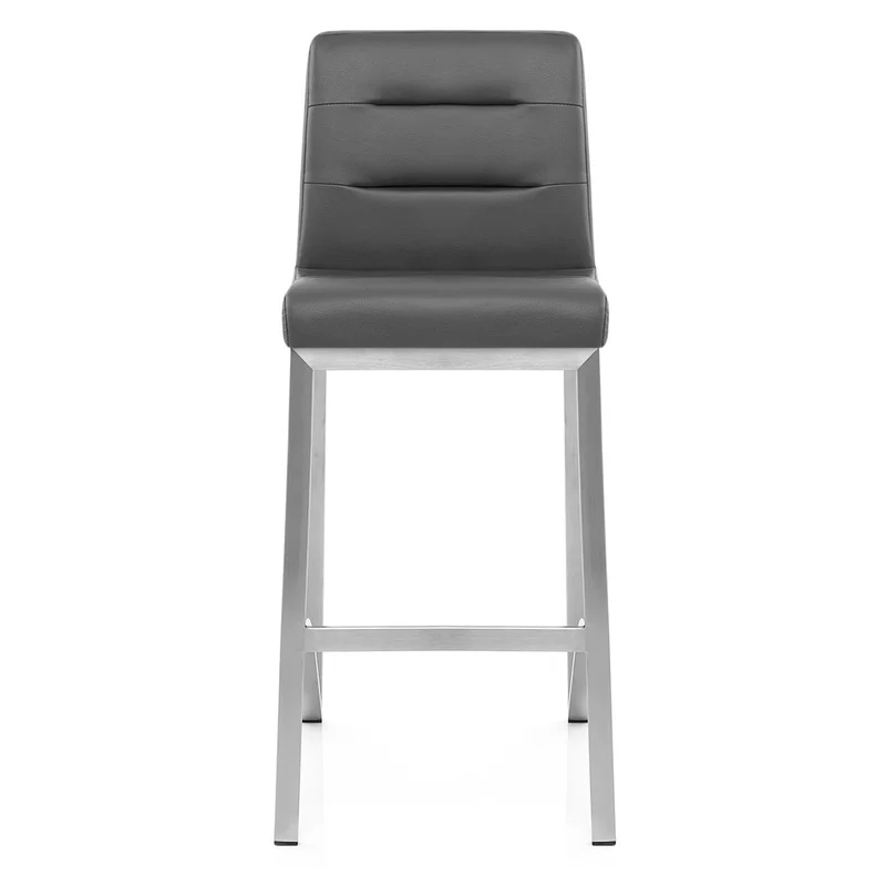 Tabouret Faux Cuir Chrome Brossé - Stella Gris