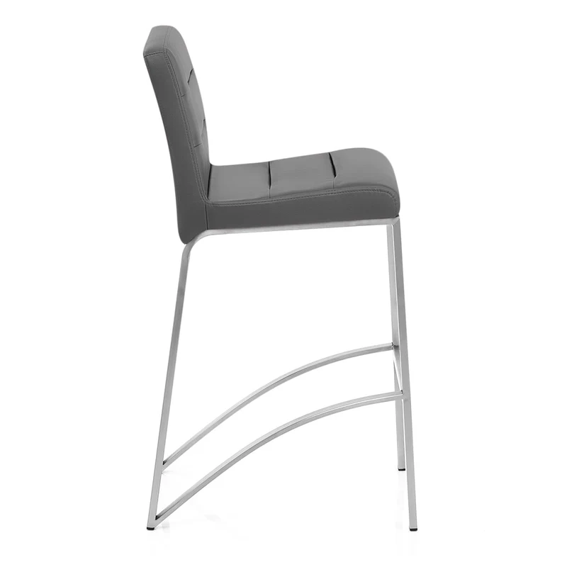 Tabouret Faux Cuir Chrome Brossé - Stella Gris