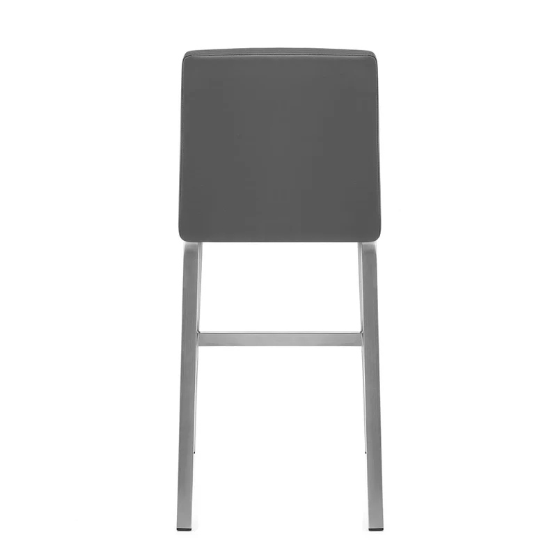 Tabouret Faux Cuir Chrome Brossé - Stella Gris
