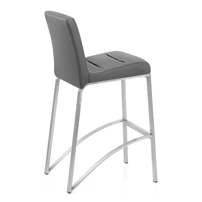 Tabouret Faux Cuir Chrome Brossé - Stella Gris