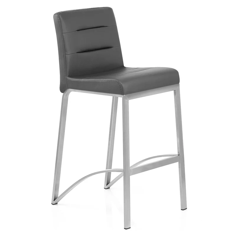 Tabouret Faux Cuir Chrome Brossé - Stella Gris