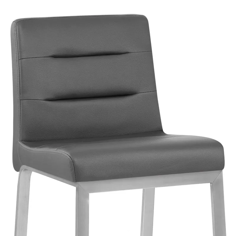 Tabouret Faux Cuir Chrome Brossé - Stella Gris