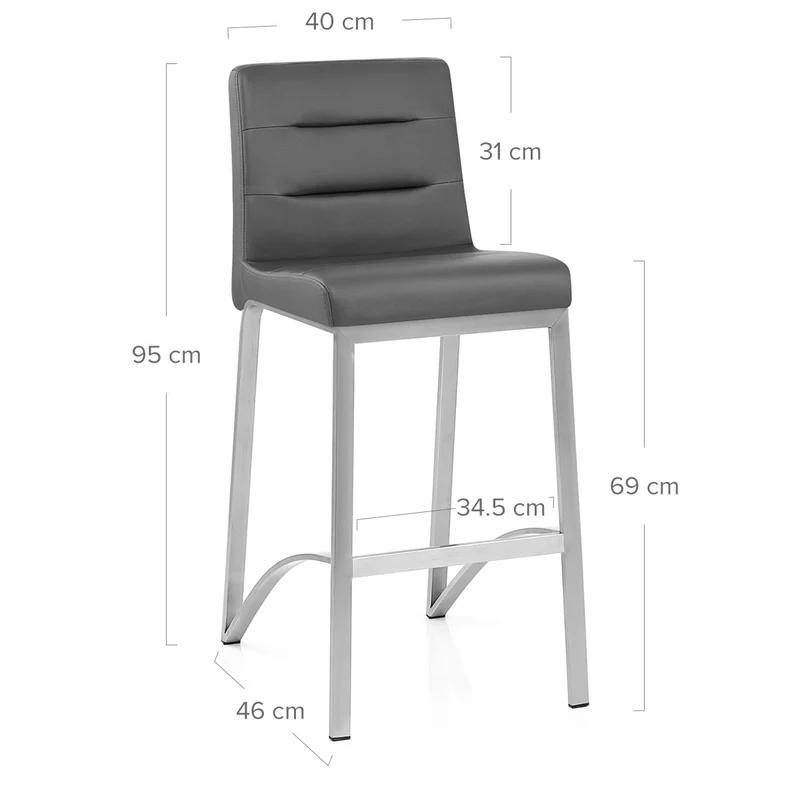 Tabouret Faux Cuir Chrome Brossé - Stella Gris