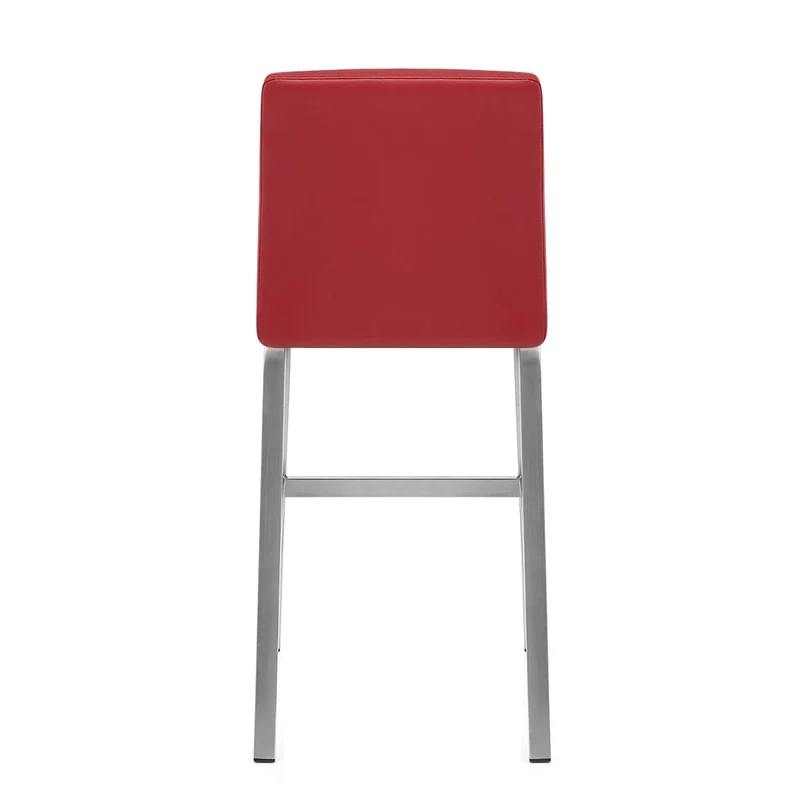 Tabouret Faux Cuir Chrome Brossé - Stella Rouge