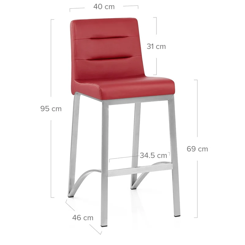 Tabouret Faux Cuir Chrome Brossé - Stella Rouge