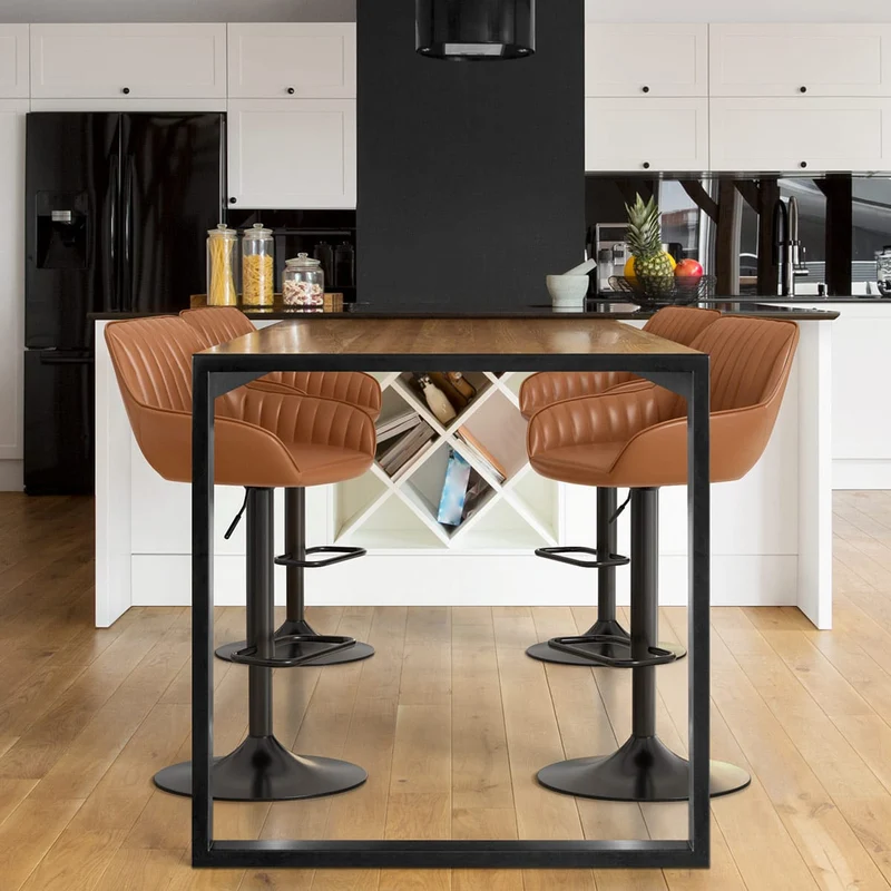 Tabouret Cuir Véritable - Sol Marron