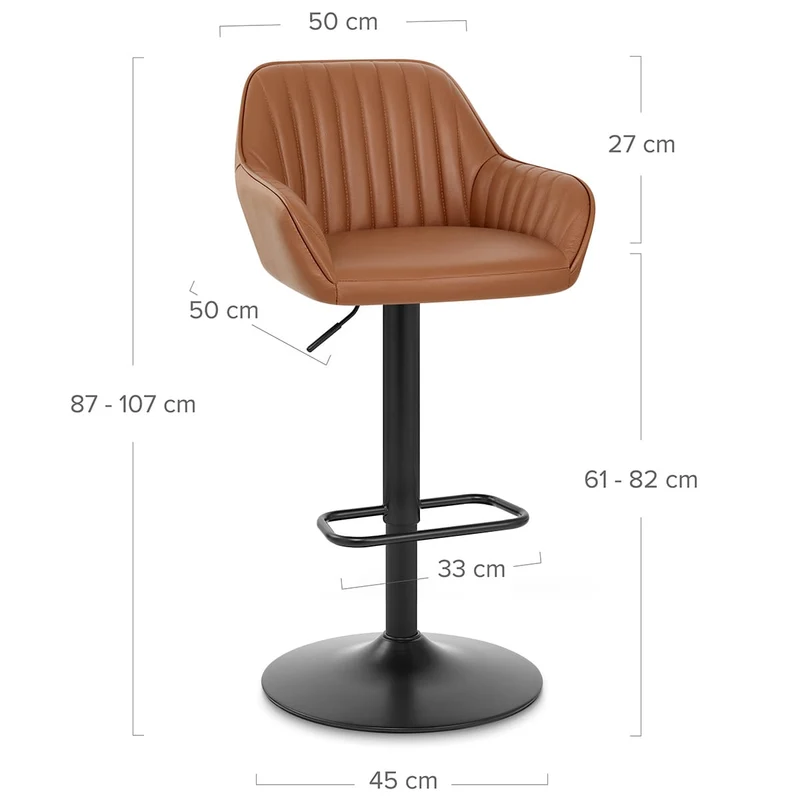Tabouret Cuir Véritable - Sol Marron