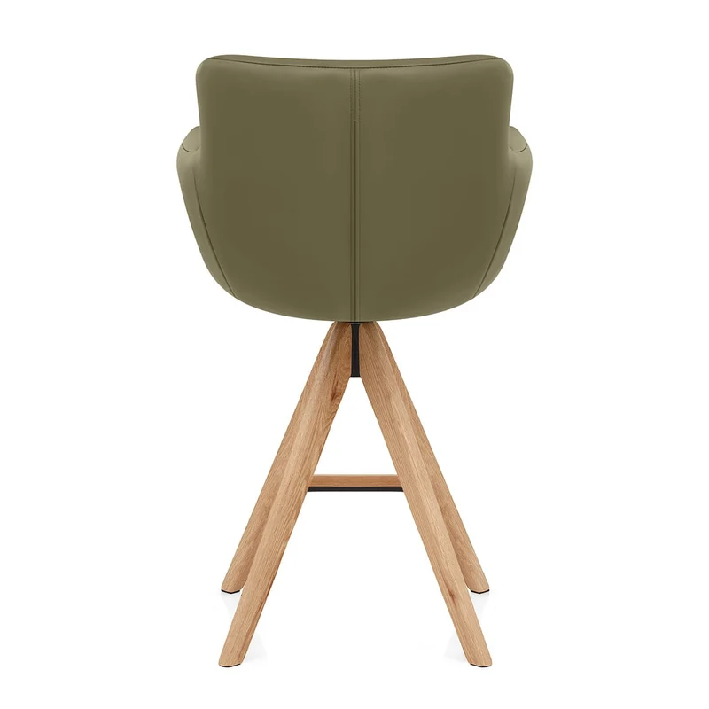 Tabouret Cuir Véritable Bois - Rome Vert
