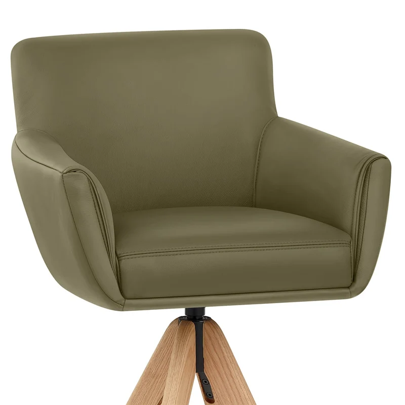 Tabouret Cuir Véritable Bois - Rome Vert