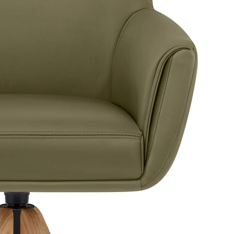 Tabouret Cuir Véritable Bois - Rome Vert