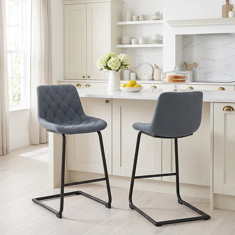 Tabouret de Bar Faux Cuir - Soho Bleu