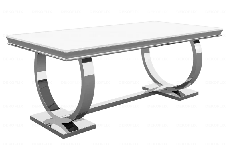 Table à manger verre blanc argent - Bobo