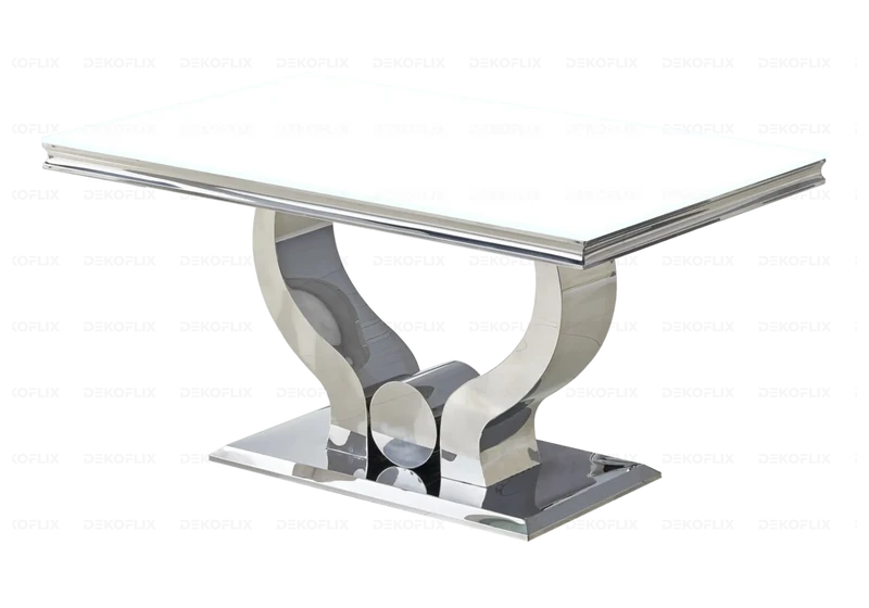 Salle à manger complète verre blanc argent – Omega