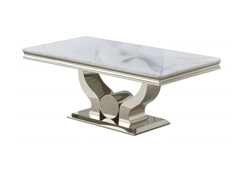 Salle à manger complète marbre blanc argent – Omega