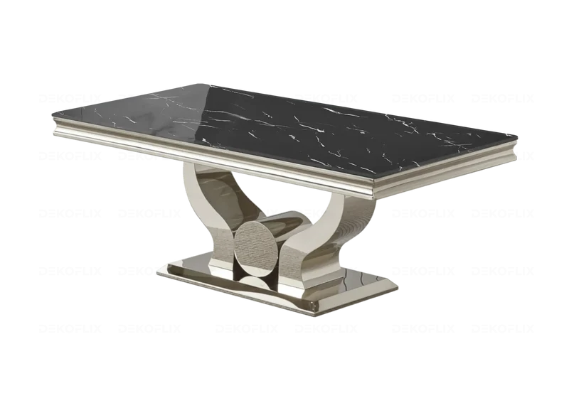 Salle à manger complète marbre noir argent – Omega
