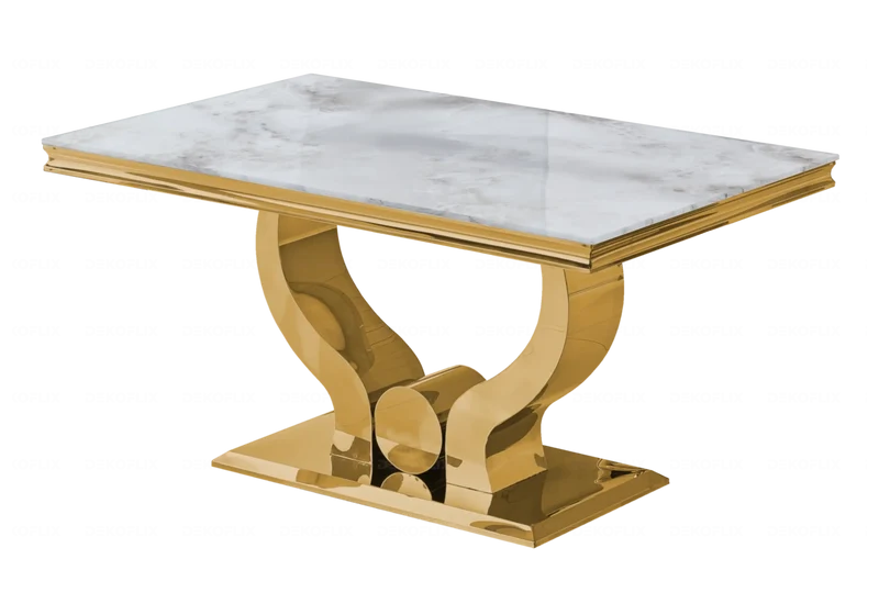 Salle à manger complète marbre beige doré – Omega