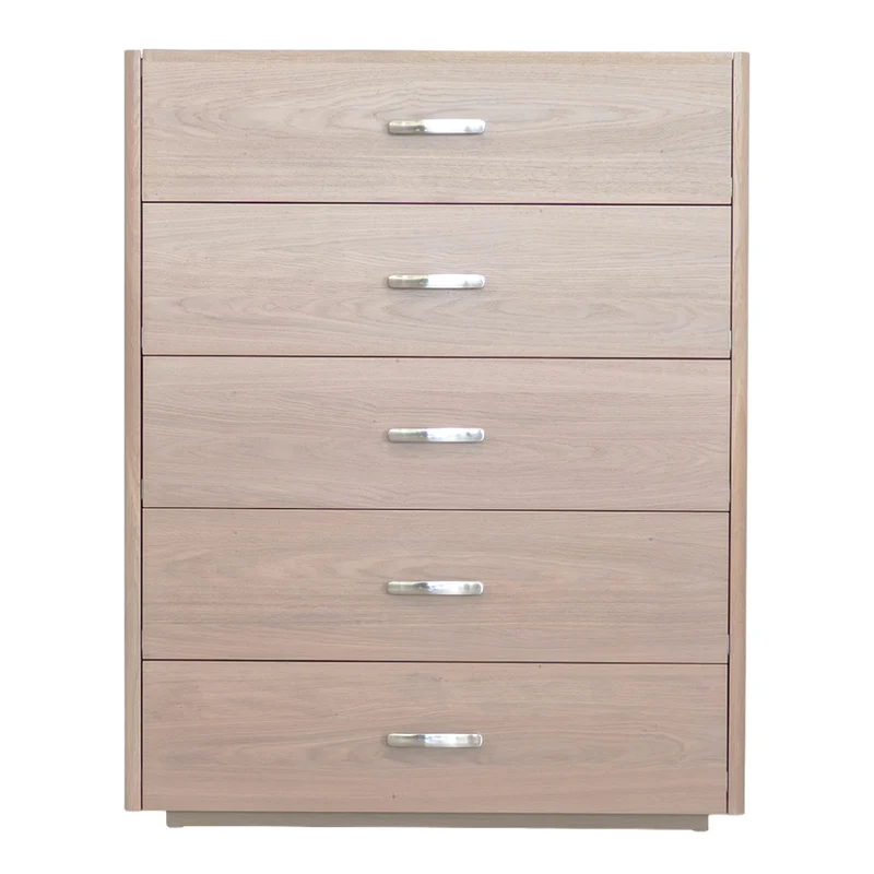 Commode à 5 tiroirs en placage de chêne naturel - Samantha