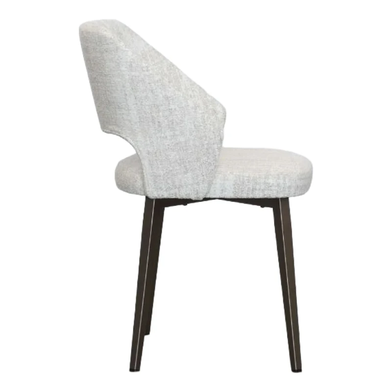Chaise de salle à manger rembourrée en tissu blanc cassé - Lorna