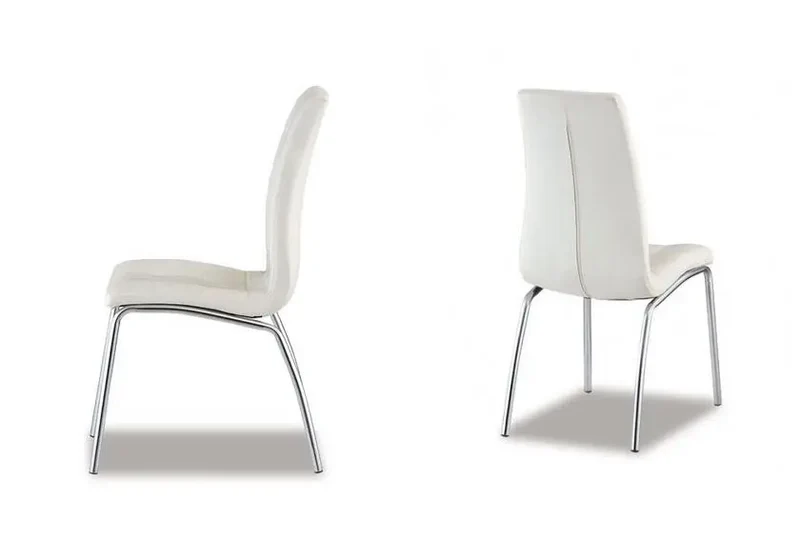 Table ronde noire 6 chaises blanches - Design