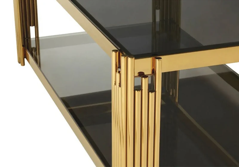 Table basse design doré noir - Eve