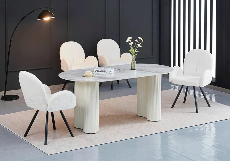 Table à manger céramique marbre blanc - Baya
